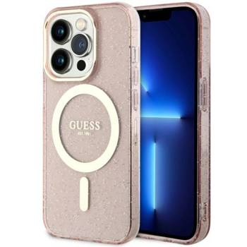 Guess GUHMP14XHCMCGP iPhone 14 Pro Max 6.7" różowy/pink hardcase Glitter Gold MagSafe