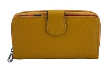 Kolorowe portfele damskie skórzane - Żółte ciemne 