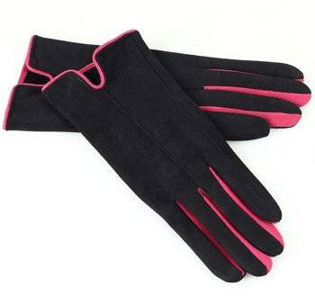Rękawiczki damskie dwukolorowe - MARCO MAZZINI - czarny
