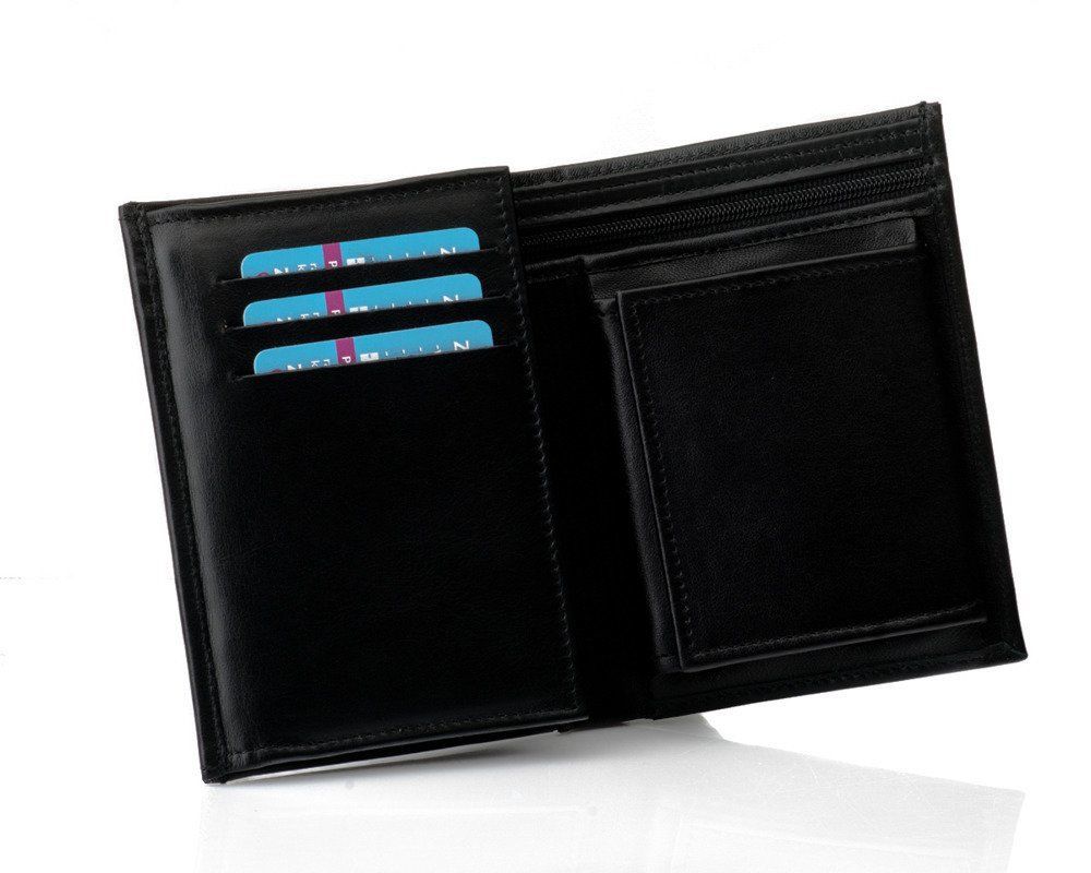 Elegancki czarny skórzany męski portfel SOLIER SW08