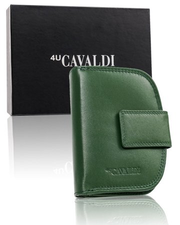 Skórzany, półokrągły portfel damski z prostokątną zapinką  — Cavaldi