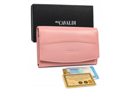 Skórzany portfel damski marki Cavaldi na zatrzask
